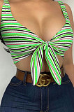 Colorful Stripe Sexy Bind Vest Crop Tops AD0502
