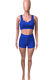 Women Pure Color Vest Sport Casual Shorts Sets NK242