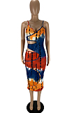 Euramerican Fashion Tie Dye Print Sling Cotton Dress LYY9304