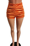 Sexy Pure Color Shirred Detail Smooth Shorts HM5297