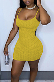 Summer Fashion Pure Color Pineapple Cloth Sling Mini Dress MK047