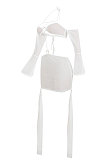 Sexy Condole Belt Halter Neck Net Yarn Mini Dress ED8395