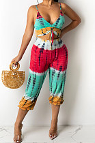 Trendy Casual Printing Bind Chest Wrap Long Pants Sets SDD9512