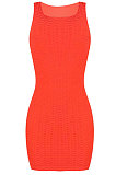 Pure Color High Elastic Tight Honeycomb Mini Dress TL6583