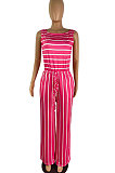 Stripe Knotted Strap Sleeveless Wide Leg Jumpsuits TL6568