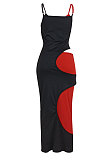 Color Matching Sexy Condole Belt Long Dress ED8397