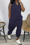 Pure Color Sleeveless Loose Casual Jumpsuits R6427