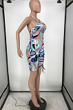 Sexy Bind Tie Dye Sling Hollow Out Jumpsuits HG118