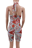 Euramerican Fashion Chest Wrap Print Jumpsuits TK6177