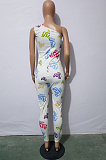 Euramerican Fashion Print One Shoulder Sexy Jumpsuits JH243