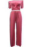 Loose Open Fork Pure Color Sexy Pants Sets AMM8034