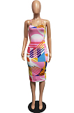 Euramerican Sping Summer Print Sling Tight Dress H1638