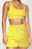Pure Color Pineapple Cloth Sports Yoge Vest Shorts Two-Piece TRS1143