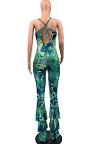 Euramerican Beach Print Cultivate One's Morality Sling Jumpsuits QSS5086