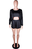Sexy Fashion Summer Midriff Shorts Long Sleeve Two-Piece BS1270