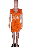 Sexy Fashion Chest Warp Kontted Strap Midriff Flounce Dress BS1272