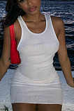 Summer Solid Color Sleeveless Vest Dress TC066