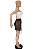 Fashion Vest Bind Net Yarn Spliced Short Skirt Two-Piece MN8366