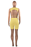 Casual Backless Drape Bangdage Pure Color Shorts Sets HAA9080