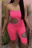 Euramerican Sexy Boob Tube Top Hole Color Matching Jumpsuits MN8355 