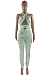 Sexy Pure Color Bandage Drawstring Bodycon Jumpsuits HAA9078