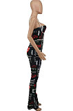 Printing Bind Flare Leg Pants Casual Jumpsuit AYW6004