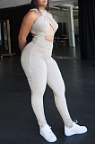 Sexy Pure Color Bandage Drawstring Bodycon Jumpsuits HAA9078
