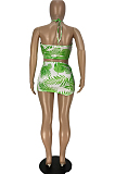 Euramerican Fashion Personality Print Boot Tube Top Short Skirts Two-Piece WJ5218 