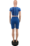 Euramerican Blue Sport Street Short Sleeve Shorts Sets ZZS8385