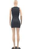 Women Positioning Printing Sleeveless Mini Dress JR3619