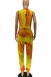 Trendy Colorful Tie Dye Cotton V Neck Sleeveless Loose Casual Jumpsuit AA5243