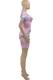 Colorful Grain Printing Spliced Mini Dress AD0507