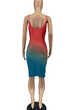 Women Trendy Multi Gradient Color Condole Belt Mini Dress AA5241