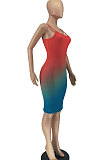 Women Trendy Multi Gradient Color Condole Belt Mini Dress AA5241