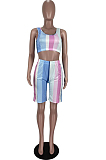 Euramerican Fashion Stripe Print Sleeveless Vest Two-Piece TZ195