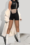 Pure Color Black White Letter Sleeveless Shorts Sets KXL834