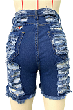 Women Fashion Holes Rip High Waists Shorts Jean WE7103