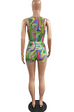 Fashion Sexy Sleeveless Print Shorts Swimsuits Two-Piece H1657