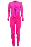 Pure Color Sexy Long Sleeve Bodycon Jumpsuits MA6691