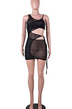 Sexy Club Net Yarn Knotted Strap Perspective Mini Dress MA6673