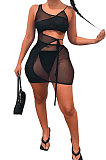 Sexy Club Net Yarn Knotted Strap Perspective Mini Dress MA6673