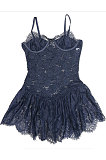 Sexy Condole Belt Lace Flounce Mini Dress CCY8968