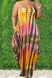 Sexy Tie Dye Colorful Print Sing Loose Dress X9305 