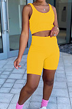 Fashion Casual Prue Color Vest Shorts Two-Piece SM9185