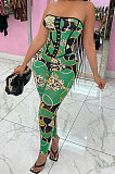 Trendy Sexy Top Vest Backless Cultivate One's Morality Printing Pants Sets MR2095