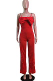 Fashion Sexy Pure Color Sling Back Zipper Jumpsuits WY6772