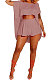 Trendy Casual Pure Color Round Neck Loose Batwing Sleeve Top Shorts Sets MR2092