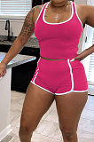 Casual Pure Color Spliced Sports Vest Shorts Two-Piece WY6781