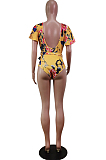 Fashion Sexy Swimsuits Backless Printing Jumpsuits WY6773