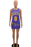 Fashion Casual Purple Gold Match Colors Cultivate One's Morality Sport Vest Mini Dress AYA7014